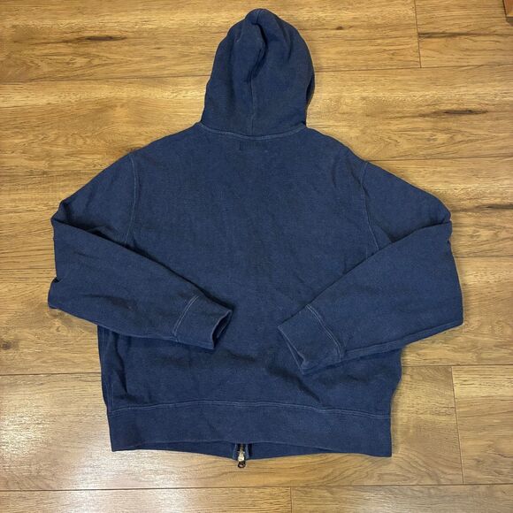 Men's L Polo Ralph Lauren Full Zip Knit Hoodie Blue Sweater Fleece Vintage - Picture 6 of 6